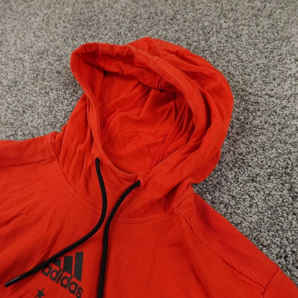 Adidas Hoodie Mens M Orange Three Stripe Graphic Lightweight Pullover Sweatshirt